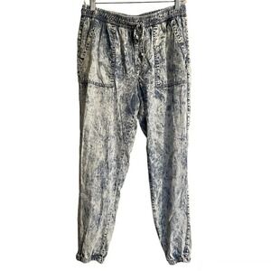 Thread & Supply Small Acid Wash Joggers Blue Elastic Waist Pants Pockets…
